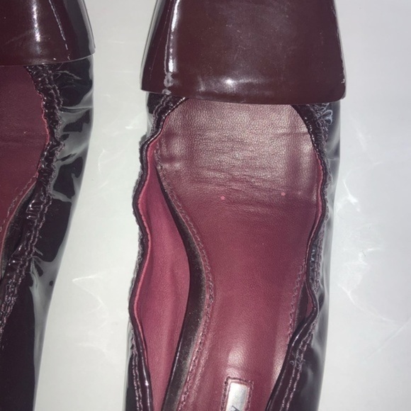 Theory Patent Leather Wedge Ballet Flats Burgundy - Picture 7 of 11